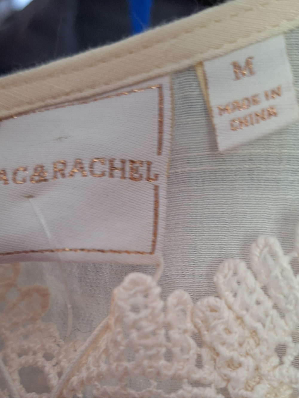 Zac & Rachel Cream Lace Boho Blouse NWT Size M - Picture 4 of 4
